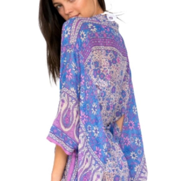 Boho Blossom KIMONO Coverup Shawl Wrap Lavender - Picture 2 of 6